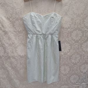 J Crew Seersucker Green Strapless Dress Size 12